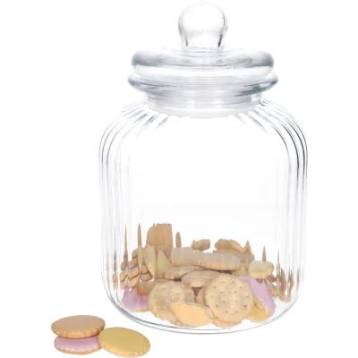 Afbeelding van Glazen voorraadpot/koekjespot rond met deksel 3800 ml 17,5 x 26 cm Snoeppot Bewaarpot