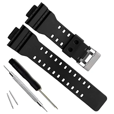 Afbeelding van Natuurlijke hars vervangende horlogeband voor heren Compatibel met G Shock GD120/GA 100/GA 110/GA 100C, zwart., Riem