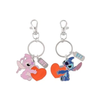 Afbeelding van Disney Stitch &amp; Angel 2 stuks hartvormige sleutelhanger voor kinderen, meerkleurig, eenheidsmaat, Meerkleurig