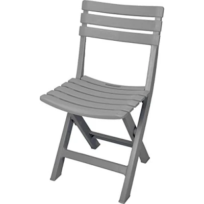 Afbeelding van Spetebo Robuuste klapstoel van kunststof kleur tuinstoel bistrostoel balkonstoel campingstoel lichtgrijs