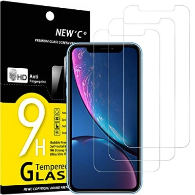Image de NEW&#039;C Lot de 3, Verre Trempé pour iPhone 11, XR, Film Protection écran sans Bulles d&#039;air Ultra Résistant (0,33mm HD Transparent) Dureté 9H Glass