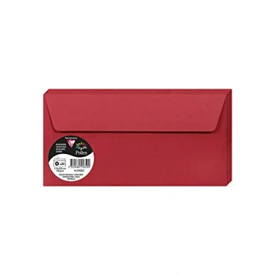 Afbeelding van Clairefontaine 5585C, verpakking met 20 zelfklevende enveloppen, formaat DL, 11 x 22 cm, 120 g/m², kleur: aalbessenrood, uitnodiging voor evenementen en overeenkomst, Pollen serie, glad papier van
