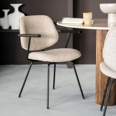 Afbeelding van Eetkamerstoel Lynn met armleunig beige