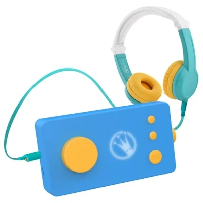 Afbeelding van Lunii Reispakket My Fabrique Blue Box Octaaf hoofdtelefoon voor kinderen, audioboek met 24 interactieve verhalen inbegrepen, nieuw model, 3760361142210