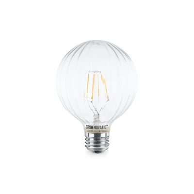 Afbeelding van E27 LED Filament Geribbeld Globelamp 4W Warm Wit Dimbaar