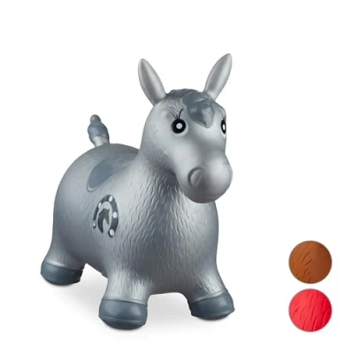 Afbeelding van Relaxdays skippy dier paard skippydier skippyball skippybal 50 kg kinderen grijs