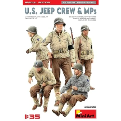 Afbeelding van 1:35 Miniart 35308 US Jeep Crew &amp; MPs Special Edition Plastic Modelbouwpakket