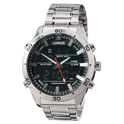 Afbeelding van Lorus Analoog en digitaal kwartshorloge voor heren met metalen band RW651AX9, zilver, één maat, armband, zilver., armband