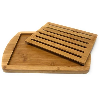 Afbeelding van Broodplanken houten broodsnijplank met kruimellade kruimelrooster 36 x 25 cm