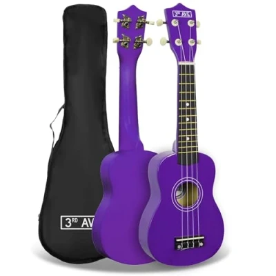 Afbeelding van 3rd Avenue sopraan ukulele voor beginners 21 inch paars GRATIS ukelele tas