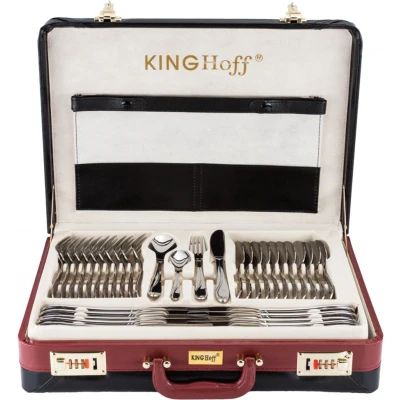Afbeelding van KINGHOFF 3520 luxe bestekset koffer 72 delig 12 persoons Modern bestek