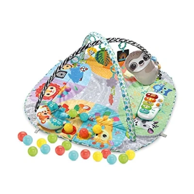 Afbeelding van VTech Maxi sensorische 7 in 1 kruipmat, ontwikkelingsmat, ballenbad, activiteiten en ontwikkelingsspeelgoed, lichtgevende xylofoon, rammelaars, geboortecadeau inhoud het Frans