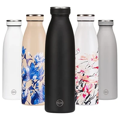 Afbeelding van B2DO for GH isotherme waterfles, 500 ml, inktzwart, herbruikbare metalen dubbelwandige vacuüm drinkfles van roestvrij staal, inox sportdrinkfles, BPA vrije