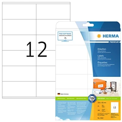 Afbeelding van Etiket HERMA 4363 105x48mm premium wit 300stuks