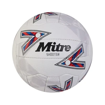 Afbeelding van Mitre Shooter Netball White/Red/Blue 5.