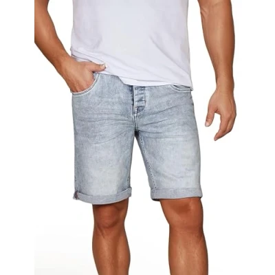 Afbeelding van riverso RIVTom Korte broek voor heren, regular fit, Denim short, 99% katoen, bermuda, grijs, lichtblauw, blauw, w30, w31, w32, w33, w34, w36, w38, w40, w42, Light Blue (L139), 36