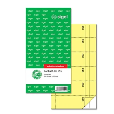 Afbeelding van Sigel bonboekje Expres zelf kopiërend 10,5x20cm 360 nrs geel SI BO096