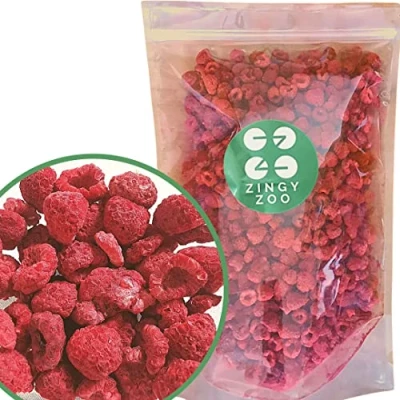 Afbeelding van Gevriesdroogde framboos XL 350 g Natural Freeze Dried Fruit Raspberry Gedroogd Frambozen Puur Fruitsnack ZingyZoo