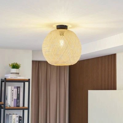 Afbeelding van Lindby Plafondlampen 1licht Bamboe H: 36.5 cm E27 hel hout