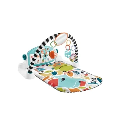 Image de Fisher Price Tapis Piano Éveil Musical Et Lumineux Bleu, Transportable, 4 Modes De Jeu Progressif, Version Française, Jouet Enfant, Dès La Naissance, HWY56