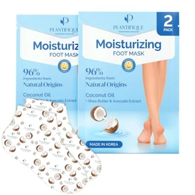 Afbeelding van Plantifique Voetmasker, voetverzorging voor mannen en vrouwen, crème zeer droge beschadigde voeten, 2 paar voetmaskers, hydraterend voetmasker zonder peeling,