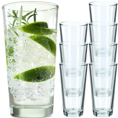 Afbeelding van KADAX Drankglazen, cocktailglazen van robuust glas, longdrinkglazen, universele glazen voor water, sap, dranken of whisky (8 x 340 ml)