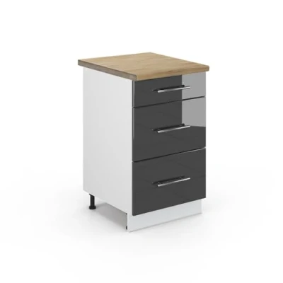 Afbeelding van Vicco Keukenonderkast Fame Line, Antraciet Hoogglans/Wit, 50 cm WB Eik