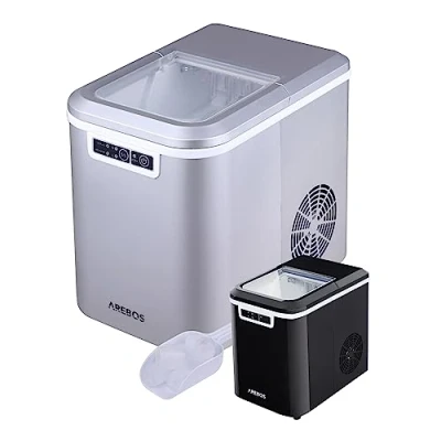 Afbeelding van AREBOS Jsblokjesmachine IJsblokjesmaker binnen 10 15 minuten met IJsschep 12kg/24u 2,2L Watertank Zilver
