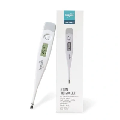 Afbeelding van EUROPAPA Digitale thermometer voor baby&#039;s, kinderen en volwassenen, orale thermometer, oksel of rectale waterdicht, met koortsalarm (grijs)