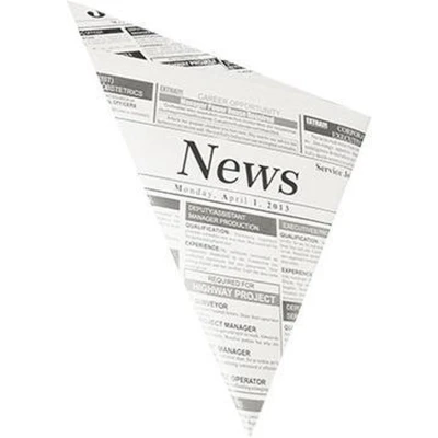 Afbeelding van Paper and Cardboard Cone Bags &quot;Newsprint&quot; Pergament Greaseproof 270 x 190 190mm (Filling capacity 125 Grams)