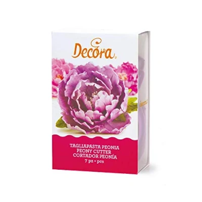 Afbeelding van Decora 7 stuks pioenroos uitsteekvormen met bladeren, kunststof, paars,