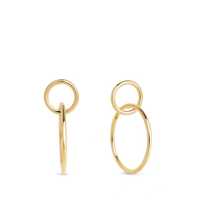 Afbeelding van SINGULARU Sister Oorbellen, 18K verguld messing of rhodium. Lichte creolen met drukknoopsluiting. Sieraden voor dames., Eén maat, Messing, Geen edelsteen