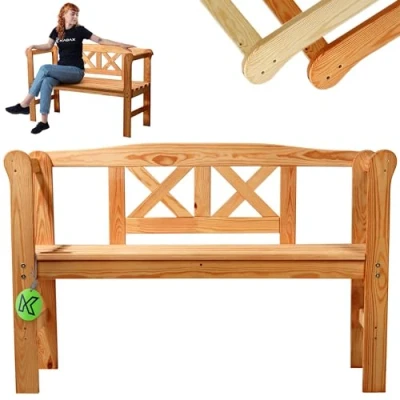 Afbeelding van KADAX Tuinbank, 120 X 47 81,5 cm, houtvezelplaat met opbergruimte en rugleuning, weerbestendig, voor tuin, balkon, 119 bruin/maat