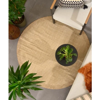 Afbeelding van Buitenkleed Rond Coastal Beige 120 Cm