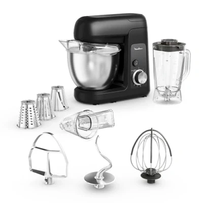 Afbeelding van Moulinex Bake Partner, keukenmachine, 1100 W, duurzame prestaties, BakeGood, planetaire beweging QA522810, Glama zwart