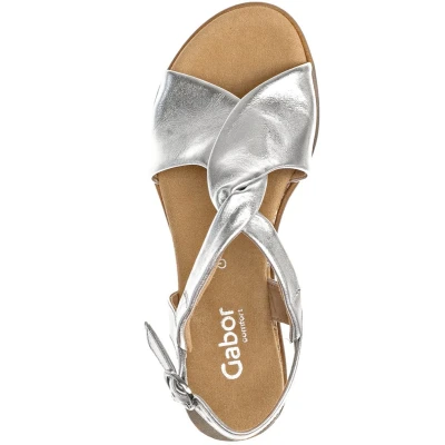 Afbeelding van Gabor Sandalen met sleehak silber, Dames, Maat: 37, Silber Leer