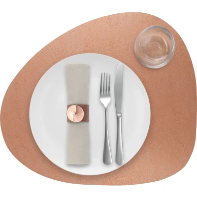 Afbeelding van 1x Skinnatur Placemat leder metallic koper copper 46x40cm gerecycleerd leer tafeldecoratie onderlegger