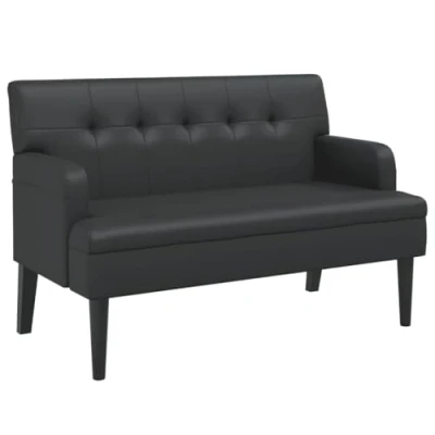 Afbeelding van vidaXL Bankje met rugleuning 112x65,5x75 cm kunstleer zwart