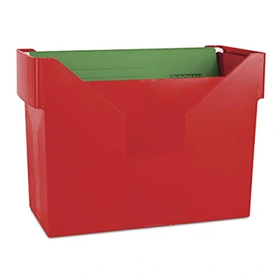 Afbeelding van DONAU 7422001PL 04 hangmappenbox met 5 hangmappen, onbreekbaar, kunststof, A4, rood