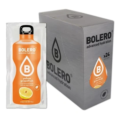 Afbeelding van Bolero Drinks 24 x 9 g I YELLOW grapefruit Verfrissend poeder zonder suiker met stevia Gele voor diabetici Gezonder drankje familie en vrienden