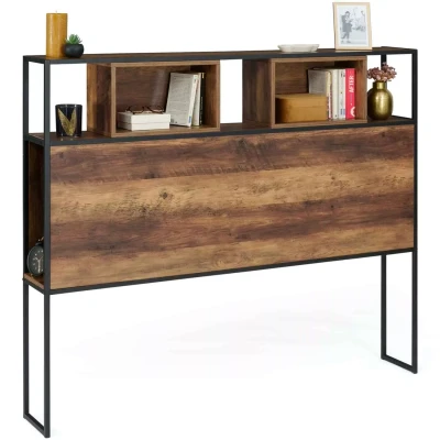 Afbeelding van Tête de lit HAWKINS bois foncé 145 CM design industriel