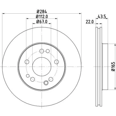 Afbeelding van HELLA 8DD 355 100 941 Remschijf 284 22 05/08 112 interne ventilatie Zonder wielbevestigingsbout, wielnaaf MERCEDES BENZ: E Class Saloon