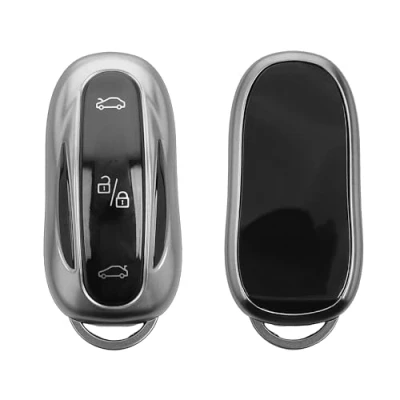 Afbeelding van kwmobile autosleutel hoesje geschikt voor Tesla Model X hoes TPU behuizing Beschermende auto sleutel case Sleuteletui in mat zwart /