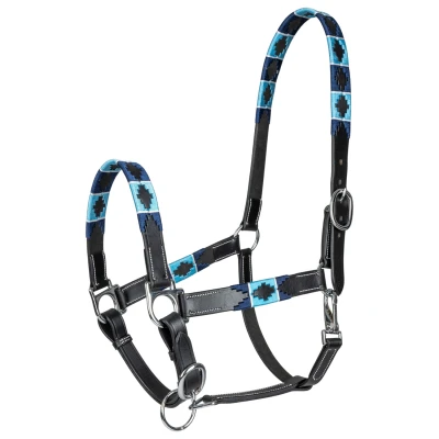 Afbeelding van Waldhausen Halster Polo Leder Zwart/Blauw Pony