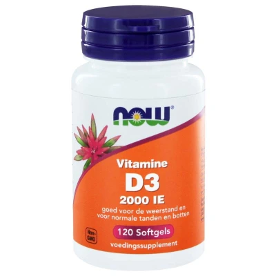 Afbeelding van NOW Vitamine D3 2000 IE Softgels 120st