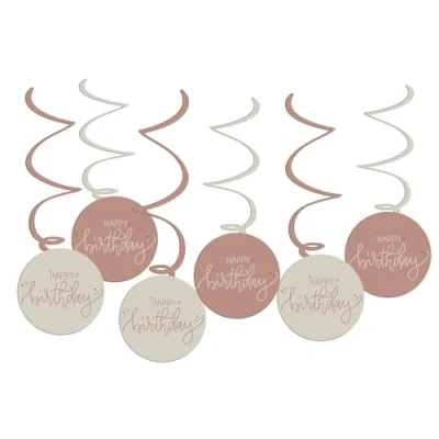 Afbeelding van Folat Crème rose swirls happy birthday 6 stuks 13 x 60 cm