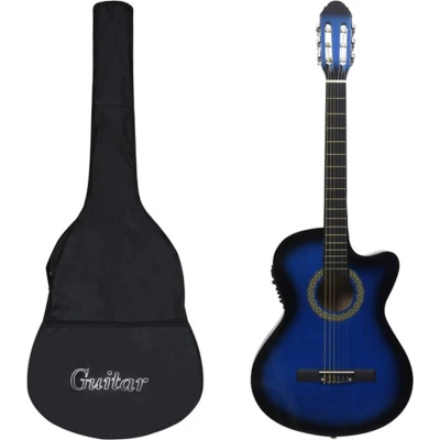 Afbeelding van vidaXL 12 delige Gitaarset met equalizer en 6 snaren western blauw