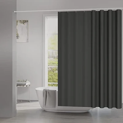 Afbeelding van WOLTU Douchegordijn, schimmelwerend, waterdicht gordijn voor badkamer, badgordijn van 100% polyester, douchegordijn met oogjes, verzwaarde zoom, 240 x 200 cm, donkergrijs