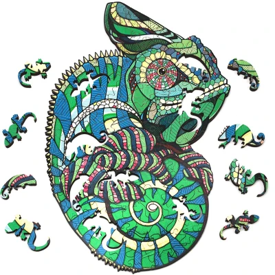 Afbeelding van Art Bizniz Legpuzzel Kameleon 37 X 28 Cm Hout Groen 111 delig