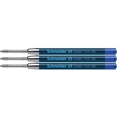 Afbeelding van Schneider balpen vulling Slider 755, onuitwisbaar, XB, blauw, 3 stuks blisterkaart